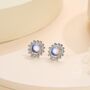 Sterling Silver Sunflower Moonstone Stud Earrings, thumbnail 1 of 11