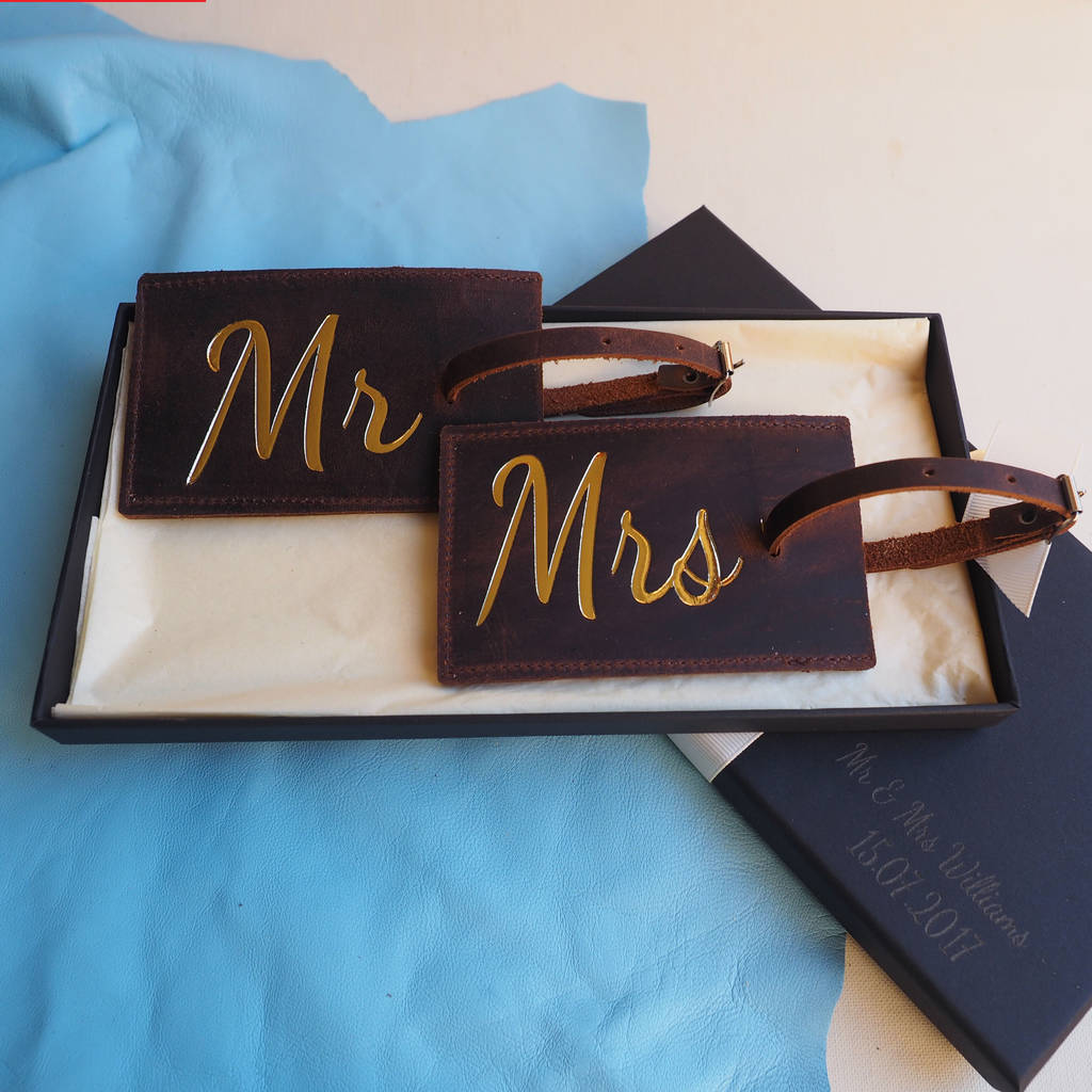 Mr And Mrs Leather Luggage Tags, 1 of 6