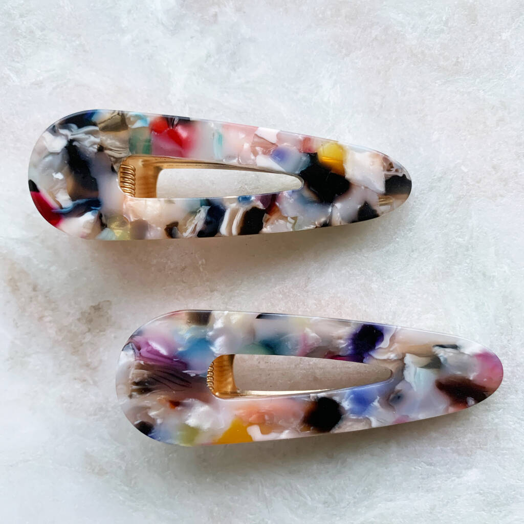 Rainbow Multicoloured Tortoiseshell Hair Slides By Vintage By Gaamaa ...