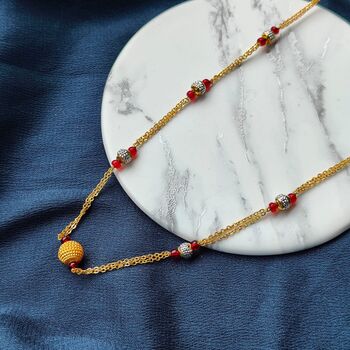 Colourful Silver Gold Bead Asian Necklace, 5 of 7