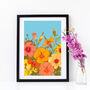 Tropical Hibiscus Flower Print In Oranges And Yellows, thumbnail 1 of 6