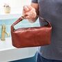 Brown Leather Wash Bag With Strap, thumbnail 2 of 2