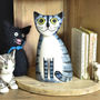 Handmade Ceramic Tabby Grey Cat Money Bank, thumbnail 2 of 3