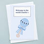 'Baby Boy Rattle' Personalised Baby Card, thumbnail 2 of 3