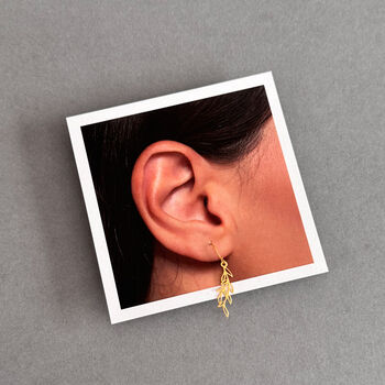Let Love Grow Sterling Silver Leaf Drop Earrings, 6 of 12