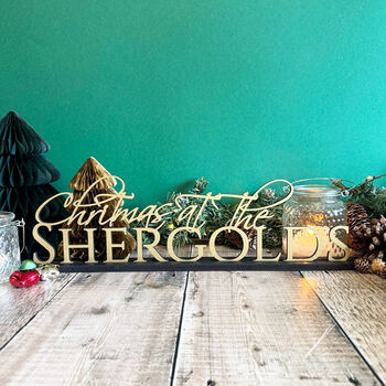 Personalised Christmas At Surname Wooden Sign Decoration, 3 of 7
