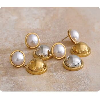 Monaco D’or Gold Eight Pearl V Blossom Drop Gift Earrings, 5 of 5