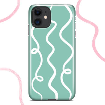 Squiggle Mint Green And Lilac Pattern Phone Case, 7 of 9