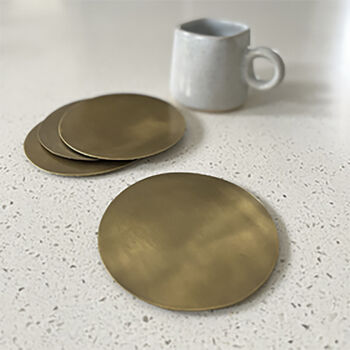 Elegant Hand Crafted Brass Coasters Set Of Four, 4 of 6
