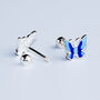 Sterling Silver Screw Back Blue Butterfly Studs, thumbnail 3 of 5