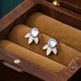 Sterling Silver Moonstone And Leaf Motif Stud Earrings, thumbnail 1 of 12