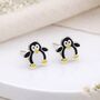 Sterling Silver Penguin Stud Earrings – 10mm, thumbnail 1 of 6