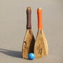 'The Ouen' Personalised Handmade Wooden Beach Bat Set, thumbnail 6 of 9