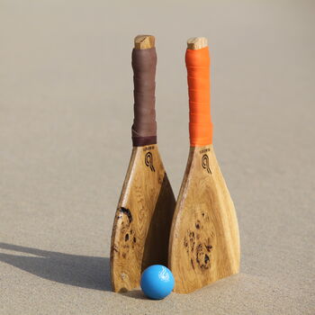 'The Ouen' Personalised Handmade Wooden Beach Bat Set, 6 of 9