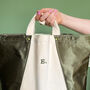 Personalised Retro Initial Khaki And Cream Tote Bag, thumbnail 2 of 2