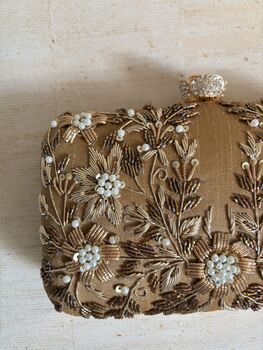 Gold Embroidered Rectangular Clutch Bag, 8 of 11