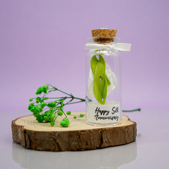 Personalised 12th Silk Rose Anniversary Mini Bottle Gift, 2 of 3