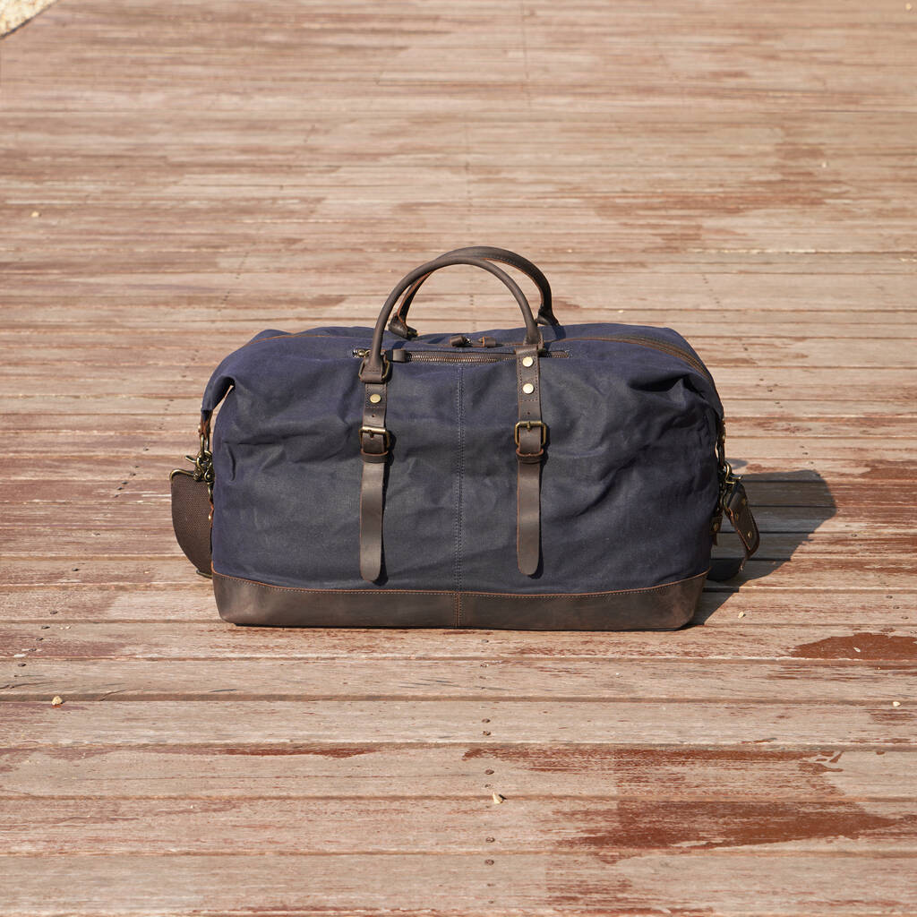 Unisex Waxed Canvas Travel Holdall Bag By EAZO