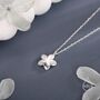 Sterling Silver Tiny Dainty Forget Me Not Flower Pendant Necklace, thumbnail 4 of 11