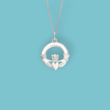 Sterling Silver Claddagh Necklace, 3 of 12