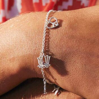 Peace Love And Freedom Charm Bracelet Silver, 3 of 9
