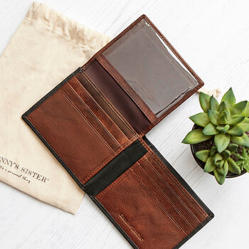 Personalised Rfid Black And Tan Leather Wallet, 5 of 8