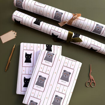 Personalised Christmas Cat Stamp Wrapping Paper, 5 of 8