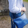 Royal Blue Leather Cross Body Bag, thumbnail 3 of 4