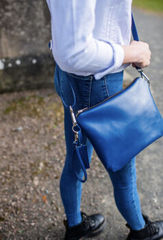 Royal Blue Leather Cross Body Bag, 3 of 4