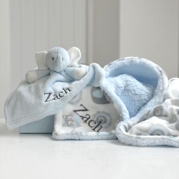 Personalised Blue Blanket And Comforter Set, 3 of 7