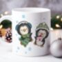 Personalised Whimsical Two Penguins Christmas Gift Mug, thumbnail 1 of 2