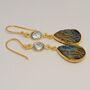 Labradorite, Blue Topaz Gold Plated Silver Earrings, thumbnail 1 of 5
