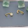 Tiny Moon And Star Cz Huggie Hoop Earrings, thumbnail 1 of 11