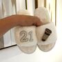 Coffee Cup Personalised Embellished Beaded Birthday Slippers 21st 30th 40th Birthday, thumbnail 1 of 2