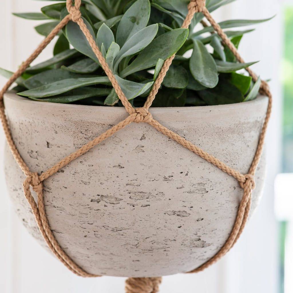 hanging cement planter by idyll home