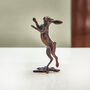 Miniature Bronze Hare Boxing Sculpture 8th Anniversary, thumbnail 1 of 11