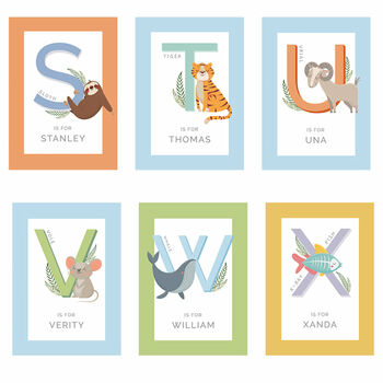 Personalised Alphabet Animal Nursery Print And Frame, 6 of 6