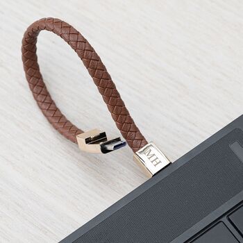 Personalised Woven Leather Usb Charger Tech Bracelet, 12 of 12