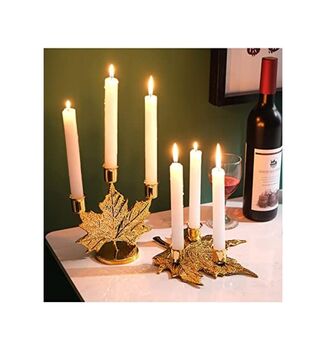 Maple Leaf Three Arms Metal Candle Holder Stand, 3 of 6