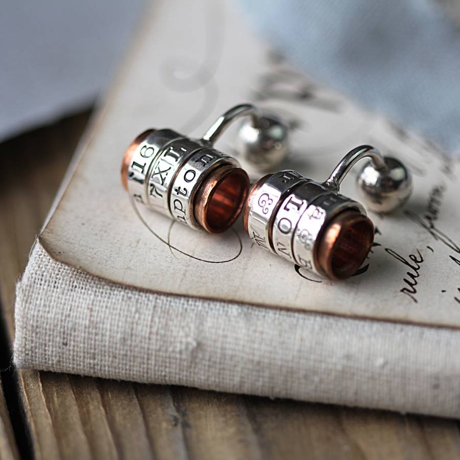 Image of Copper And Silver Personalised Cufflinks, Silver
