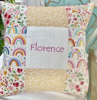 Rainbows And Buttercups Name Cushion, 7 of 7