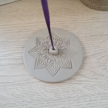 Grey Clay Incense Holder With Mandala Design, 3 of 3
