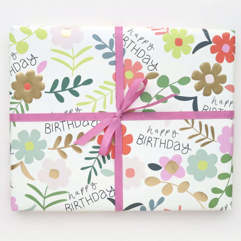 Birthday Floral Wrapping Paper By HELLO LOVELY