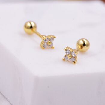 Tiny Hydrangea Flower Inspired Screw Back Earrings In Sterling Silver, 7 of 12