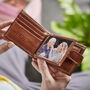 Leather Tri Fold Wallet With Metal Photo Insert, thumbnail 3 of 12