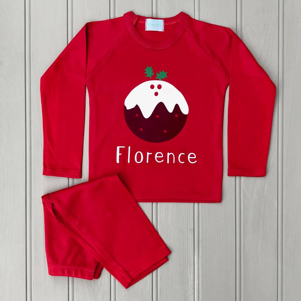 christmas pudding personalised pyjama and babygrow set by littlechook personalised childrens ...