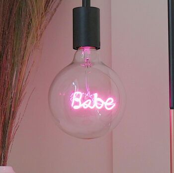 Babe Text Light Bulb And Table Lamp, 3 of 4
