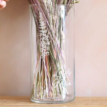 Personalised Flower Large Cylinder Glass Vase, H25cm, 2 of 5