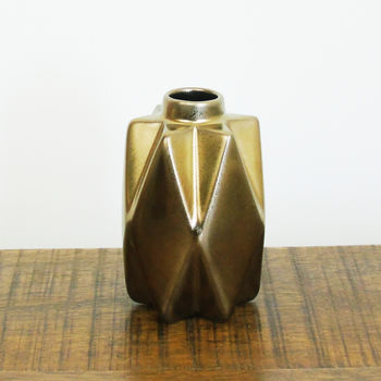 Bronze Geometric Small Vase, 2 of 3