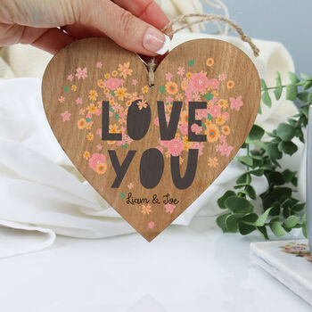 Personalised Love You Wooden Hanging Heart, 8 of 9